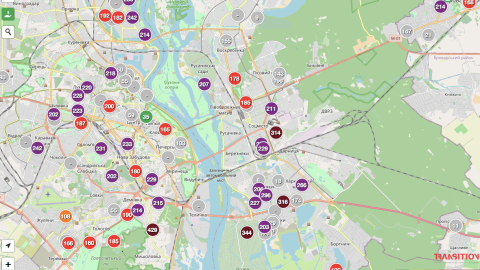 В каких районах Киева наибольший уровень загрязнения воздуха и в чем причина