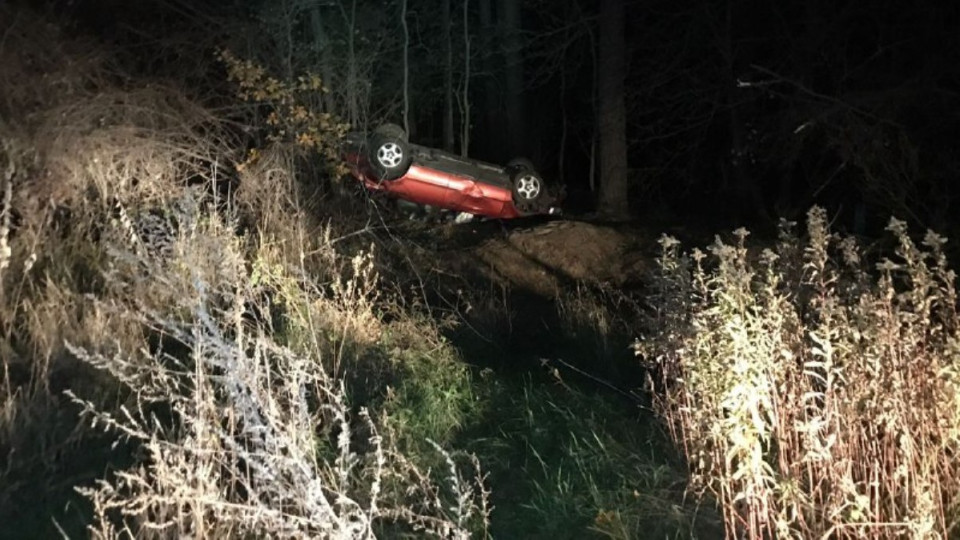 В Киеве Audi съехала в кювет и перевернулась: фото, видео