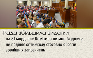 Рада збільшила видатки на 81 млрд, але Комітет з питань бюджету не поділяє оптимізму стосовно обсягів зовнішніх запозичень