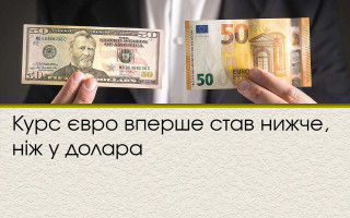 Курс євро вперше став нижче, ніж у долара