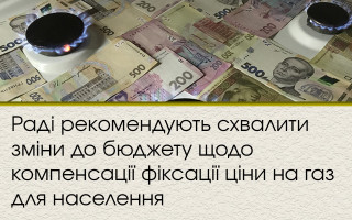 Раді рекомендують схвалити зміни до бюджету щодо компенсації фіксації ціни на газ для населення