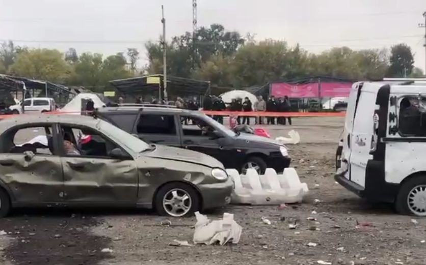 Появилось видео с места обстрела оккупантами колонны с гражданскими в Запорожье