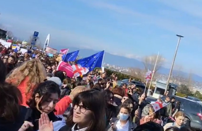 В Грузии возобновились акции протеста, видео