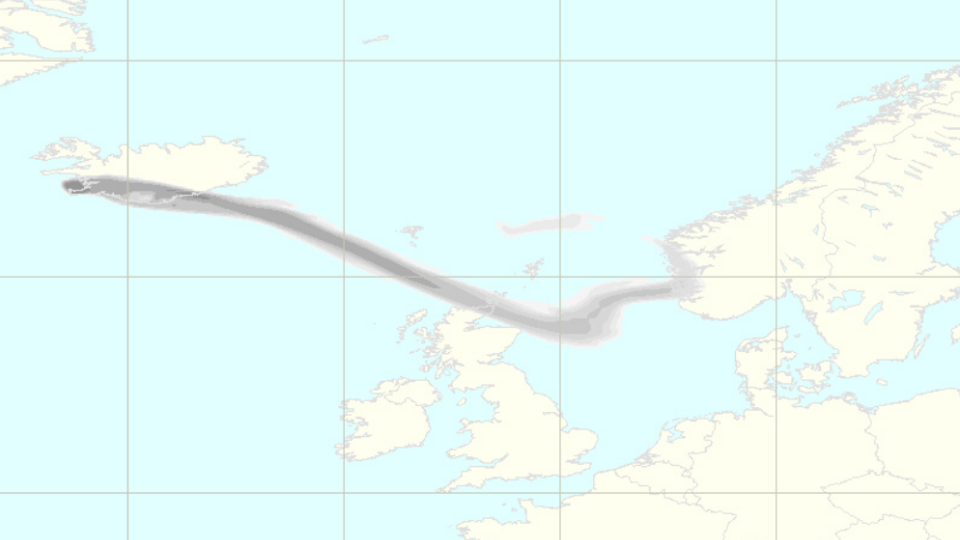 Хмара від виверження вулкана в Ісландії до вечора досягне Норвегії