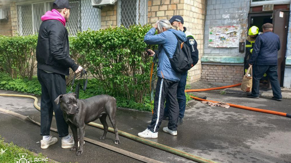 В Киеве спасатели вынесли более 10 животных – собак и котов из квартиры, охваченной огнем